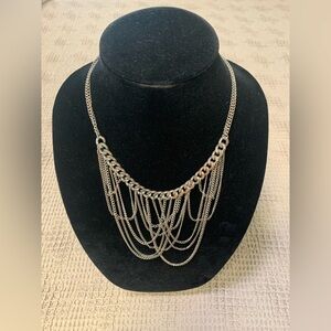 Worn Punk Faux Silver Chain Necklace